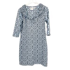 GRETCHEN SCOTT Jersey Ruffneck Dress Ring Toss Size XS Blue Navy $219